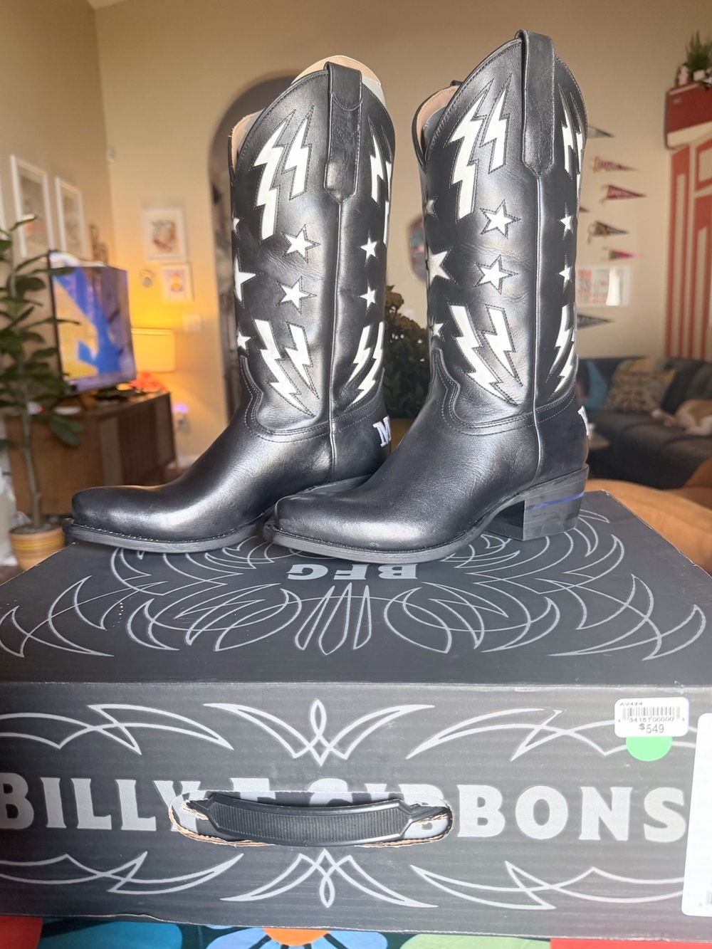 Alvies "The BFG II" handmade black leather cowboy boots. NWT